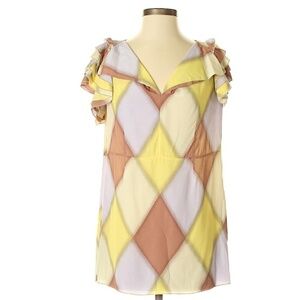 MARNI v neck diamond pattern flutter sleeve 38(it)